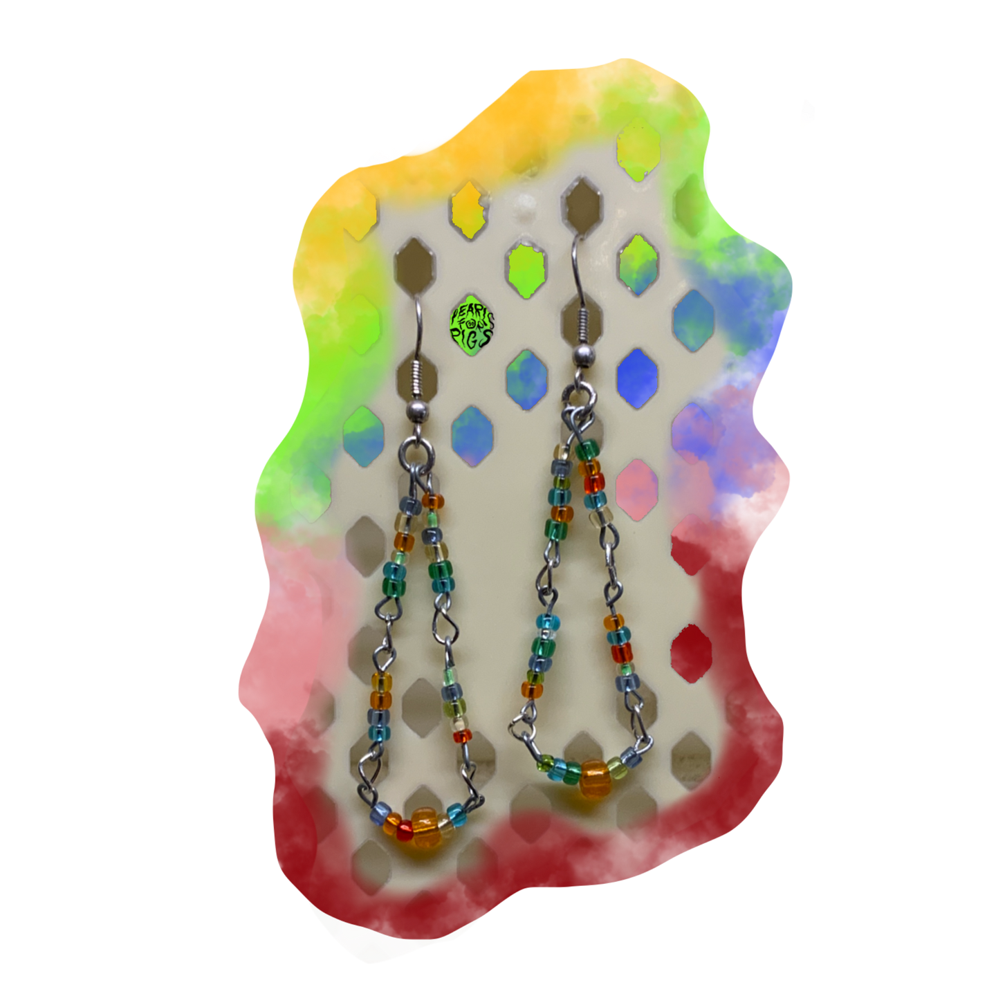 Rainbow dangly earrings